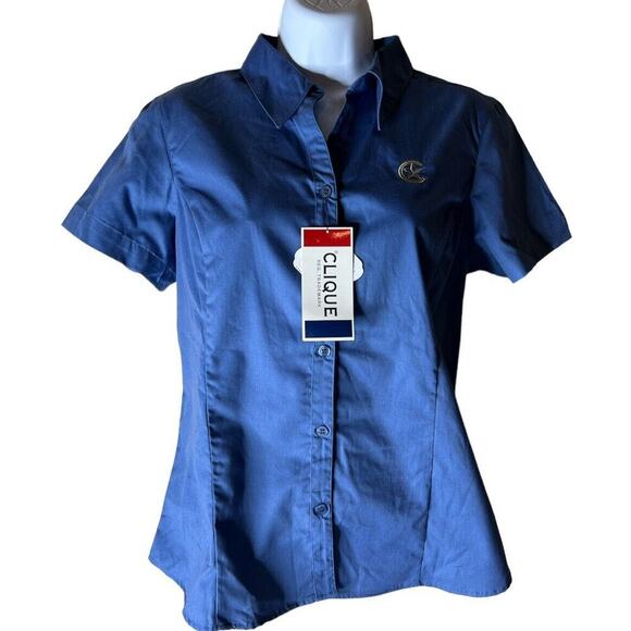 Clique Shirt Women's Size Medium Fitted Button Front Short Sleeves Top NEW - Picture 9 of 9